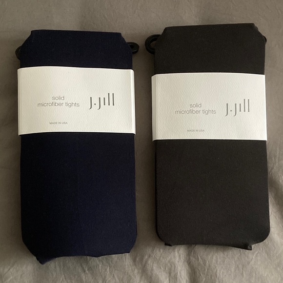J. Jill Womens Solid Microfiber Tights (set of 2) - Dark Charcoal and Navy Blue - Picture 3 of 6